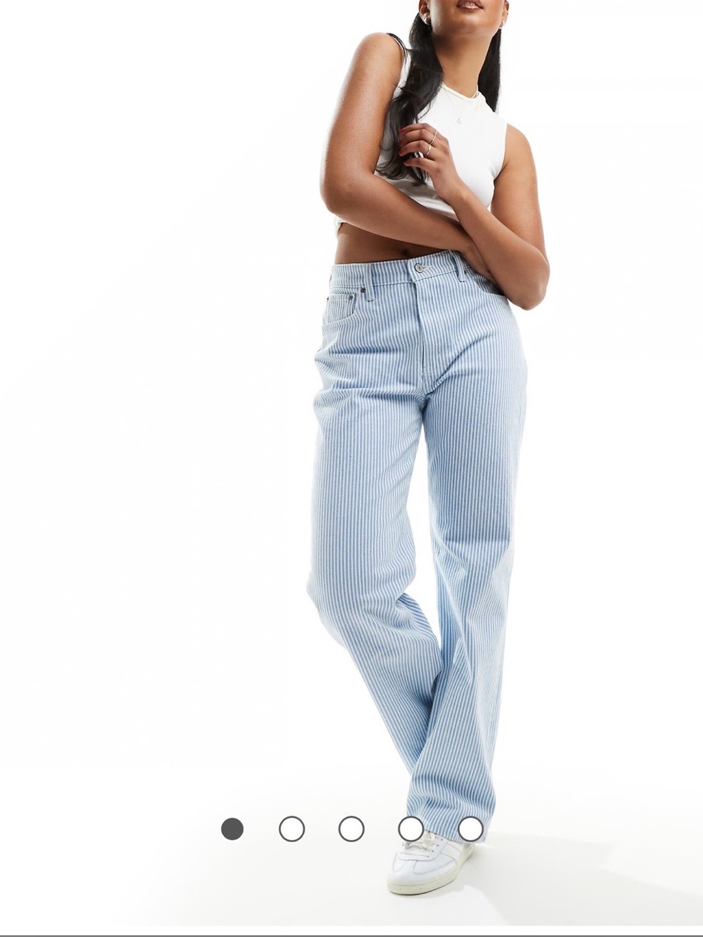 Abercrombie & Fitch / The 90s Relaxed Jean / Curve Love / Light Blue Pinstripe